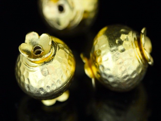 KG-268 Thai karen hill tribe silver 1 gold vermeil fancy round bead