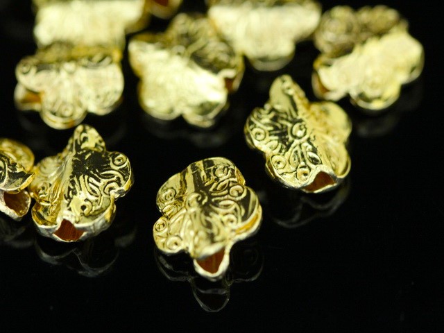KG-300 Thai karen hill tribe silver 4 gold vermeil flower fancy bead