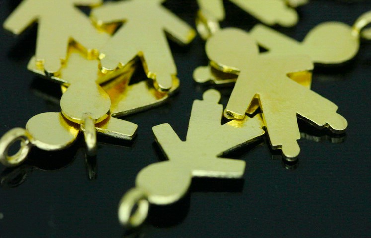 KG-320 Thai karen hill tribe silver 4 gold vermeil boy charm