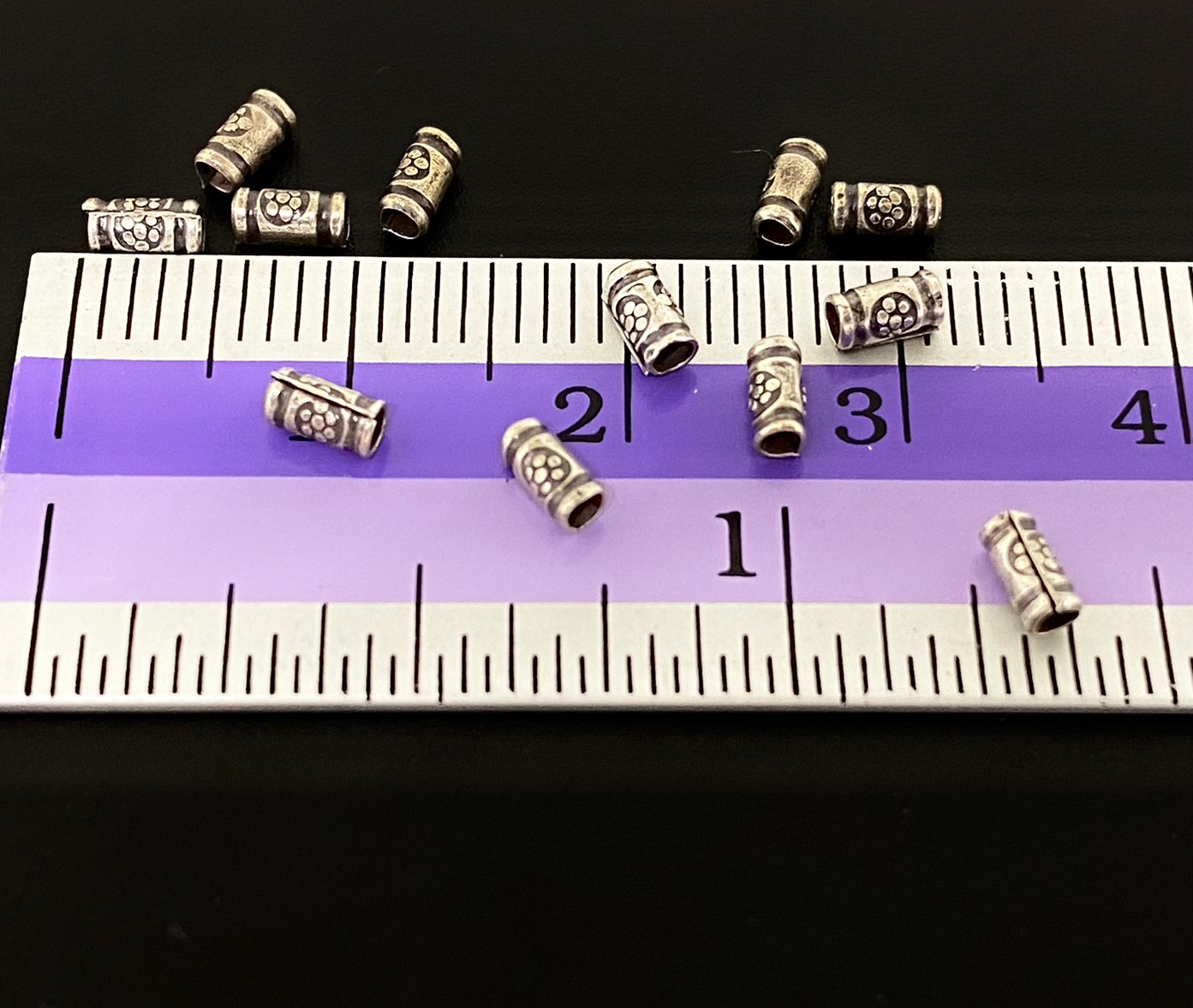 KI-009 Thai karen hill tribe silver 50 fancy print tube bead