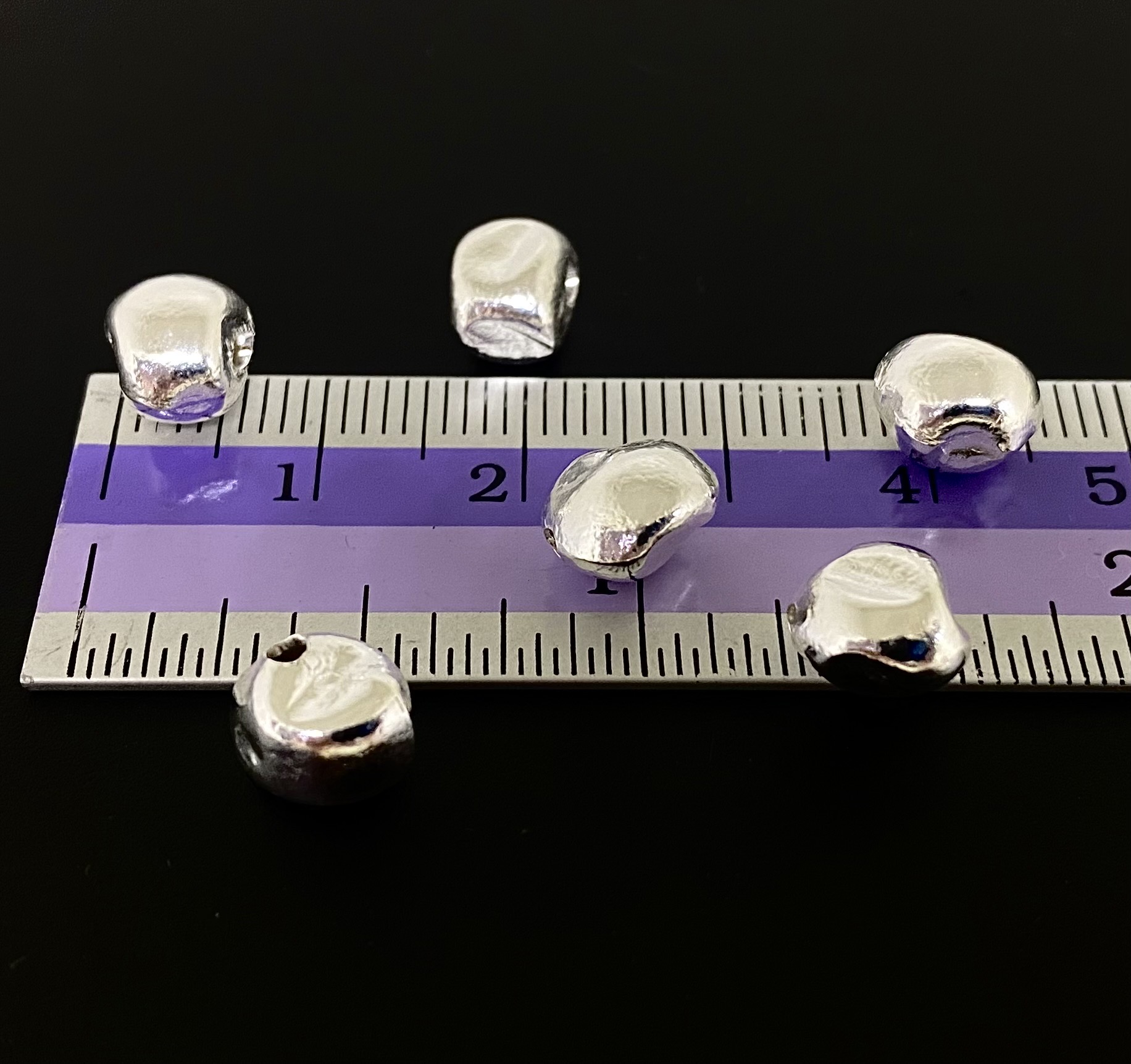 KI-010 thai karen hill tyribe handmade silver 6 rough nugget shape bead size S