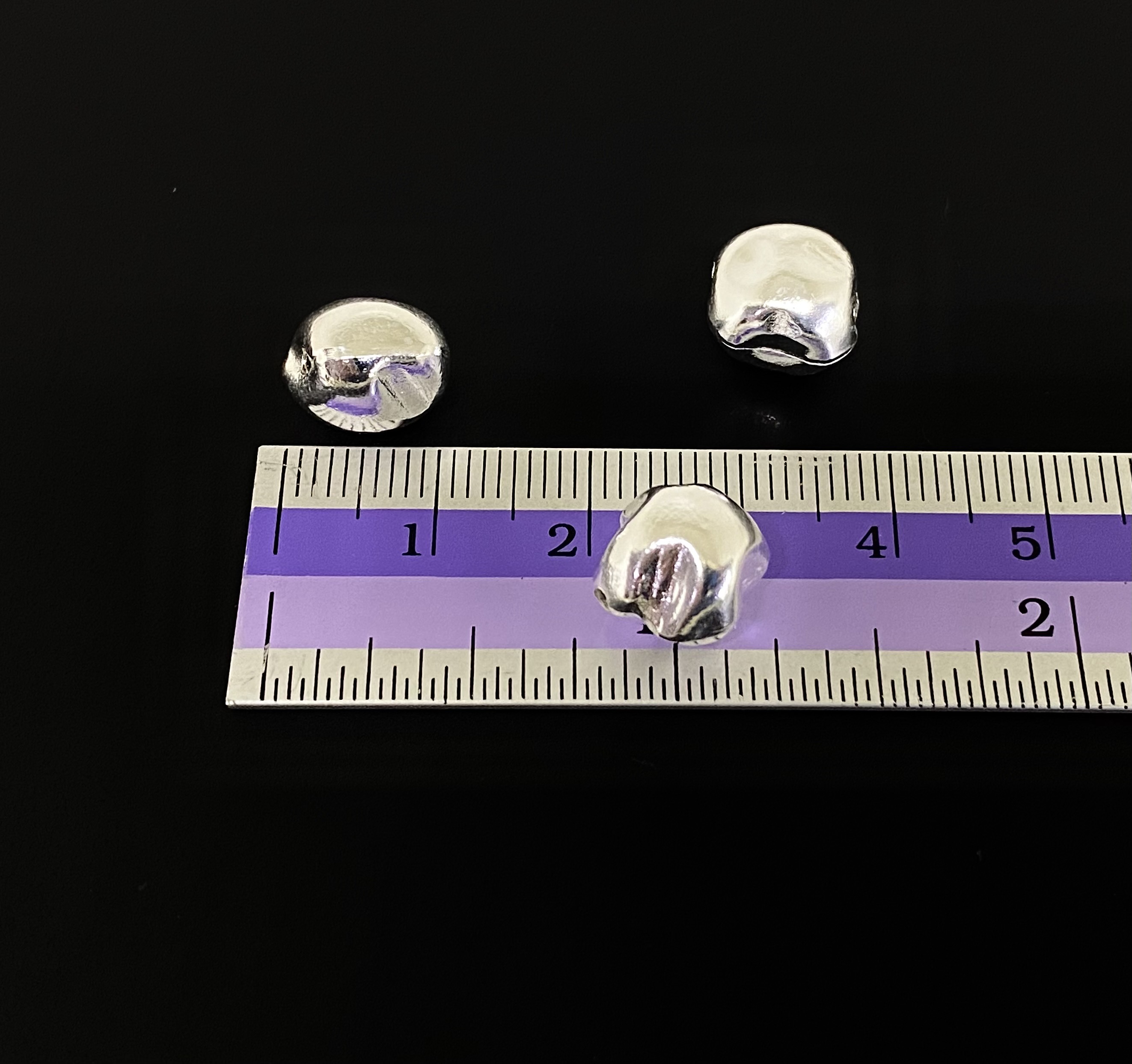 KI-011 thai karen hill tyribe handmade silver 4 rough nugget shape bead size M