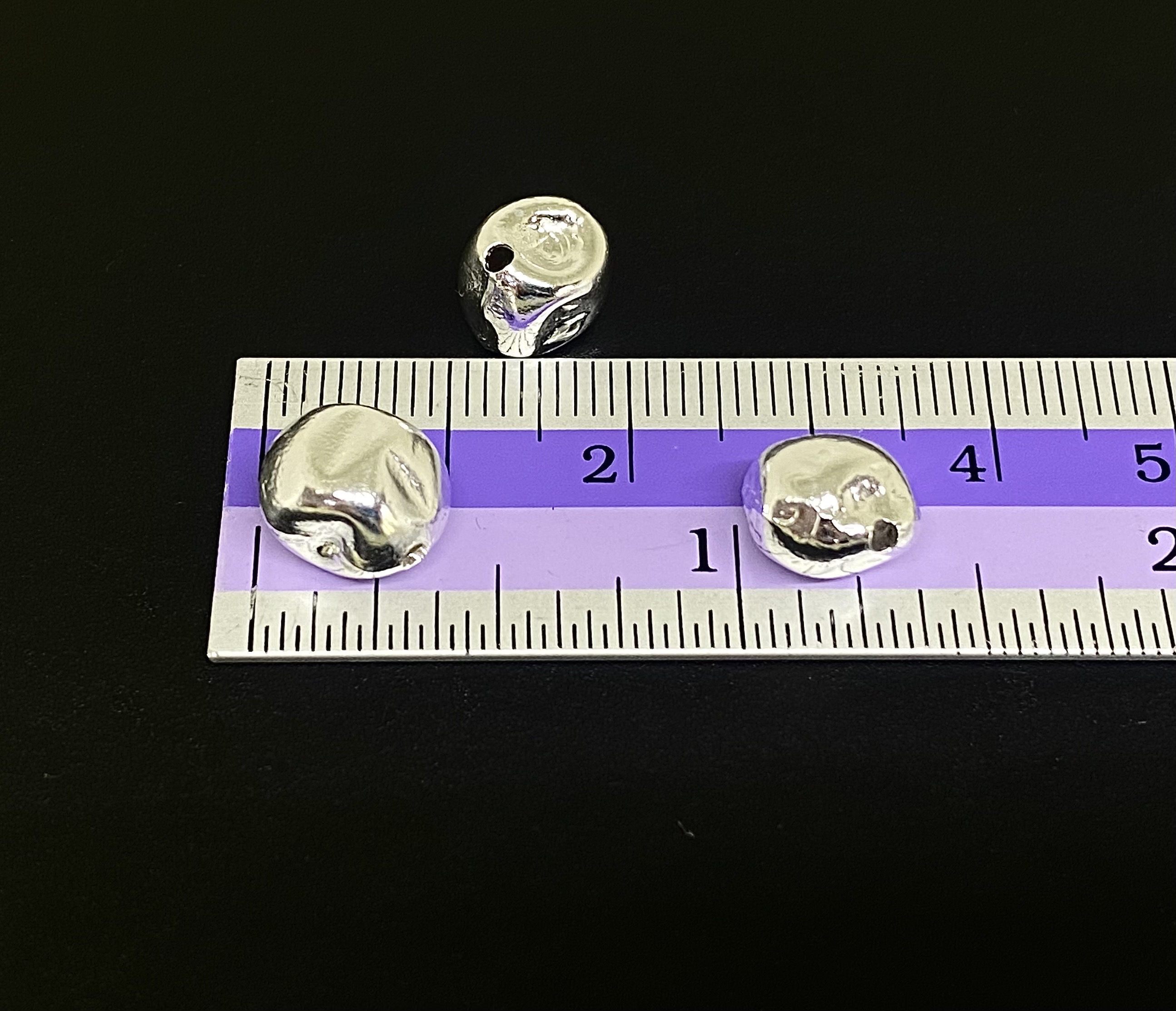 KI-012 thai karen hill tyribe handmade silver 4 rough nugget shape bead size L