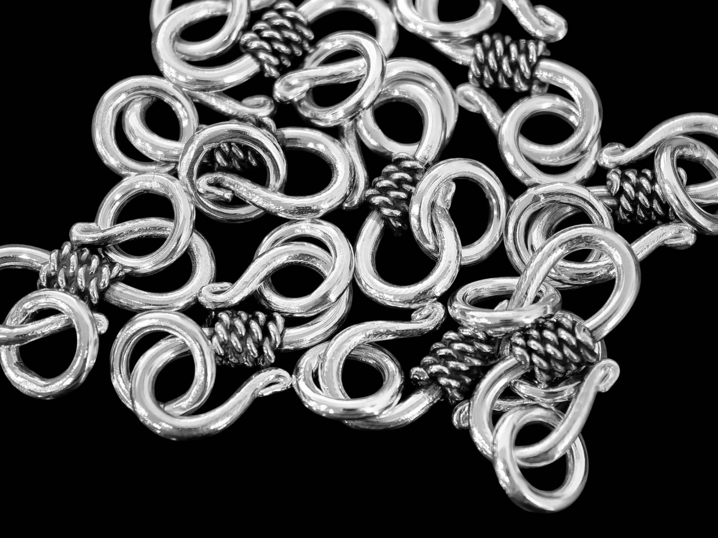 KA-044 Thai karen hill tribe handmade silver 4 small tribesman style clasp