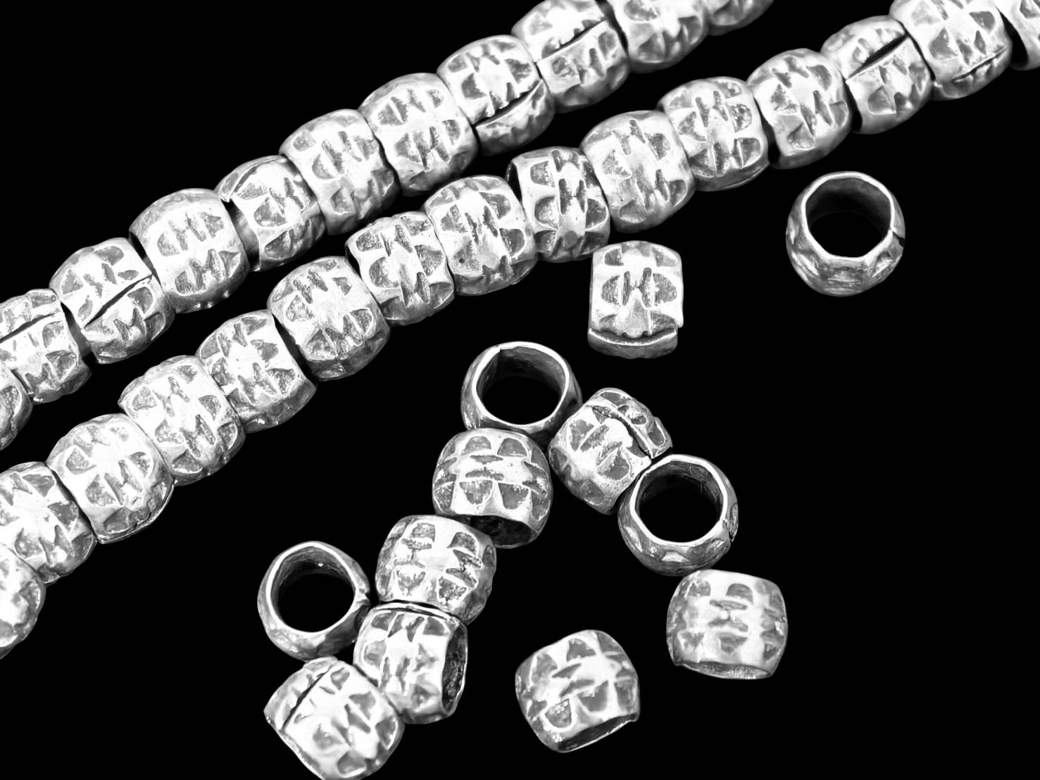 KC-023 Thai Karen hill tribe silver 15  fancy print bead