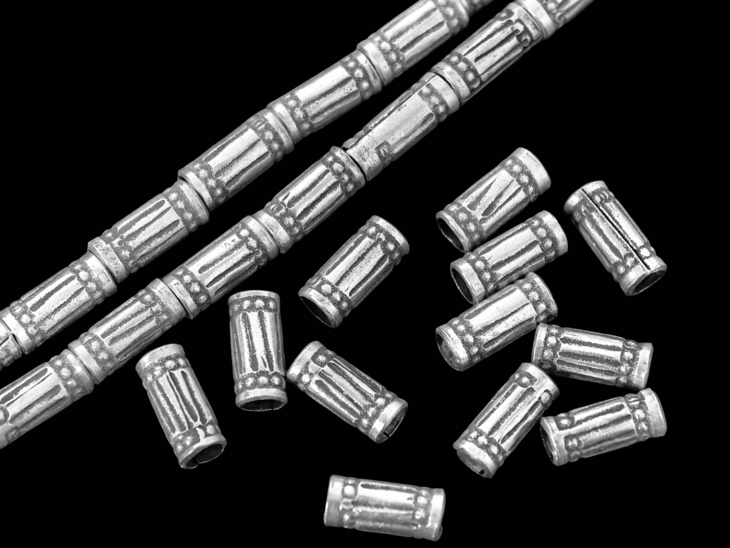 KD-022 Thai karen hill tribe handmade silver 20 fancy tube bead