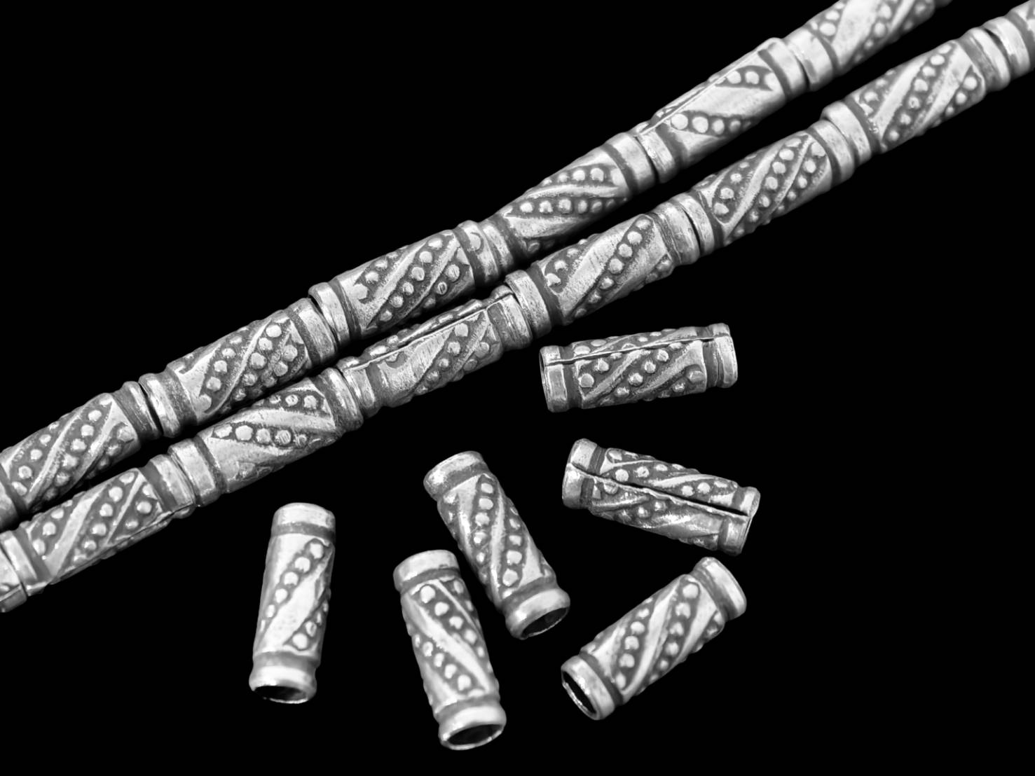 KD-023 Thai karen hill tribe handmade silver 20 fancy tube bead