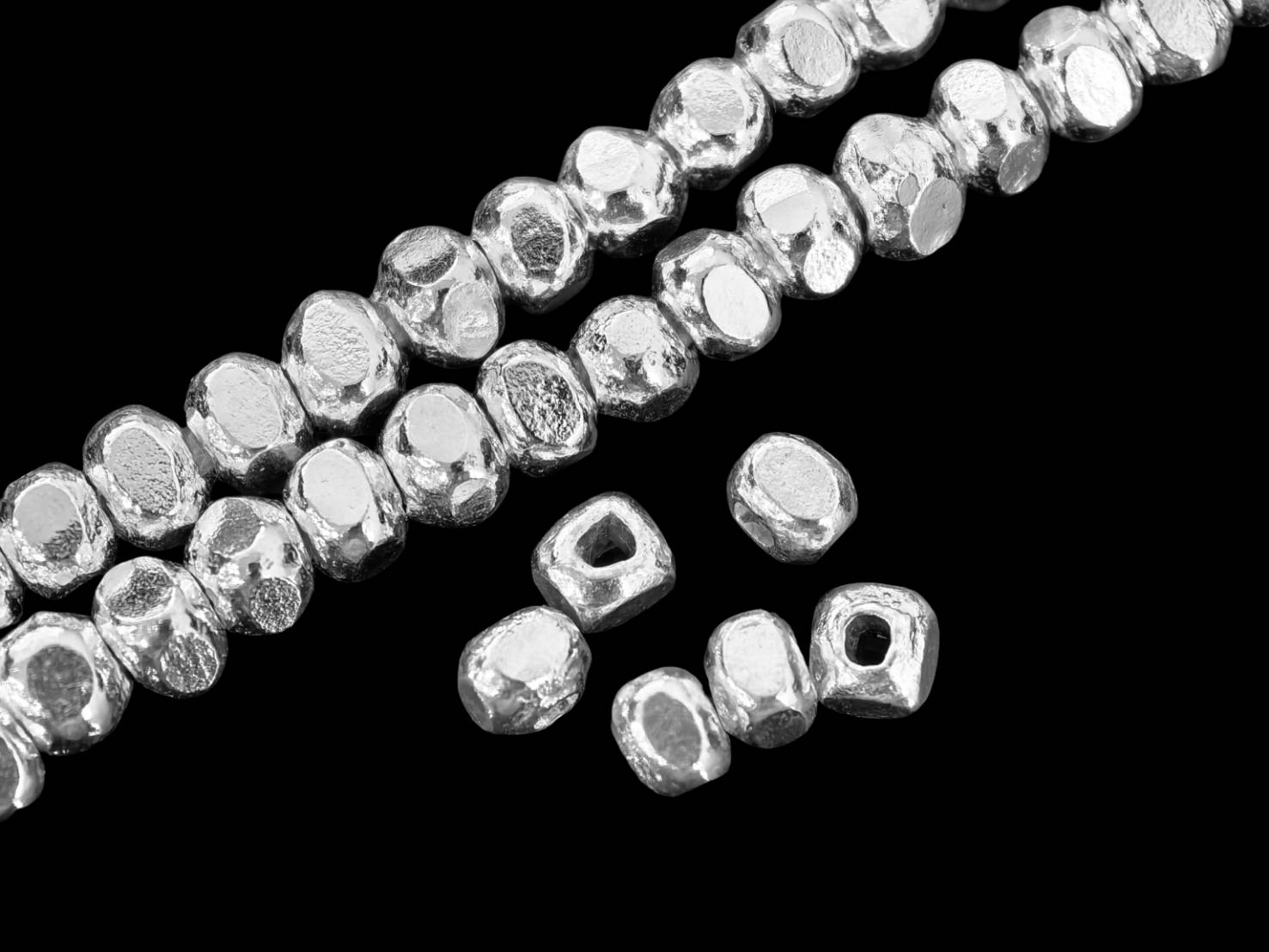 KJ-013 Thai karen hill tribe handmade silver 20 mini plain facet bead