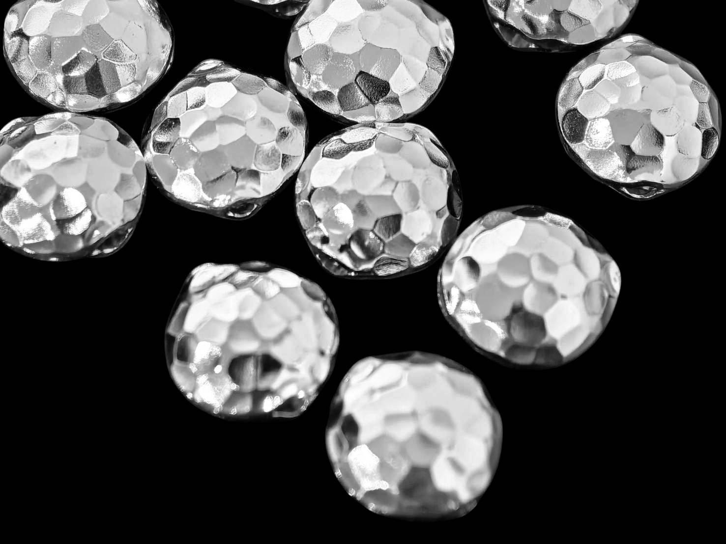 KV-051 Thai karen hill tribe handmade silver 4 mini hammered round puffy bead 