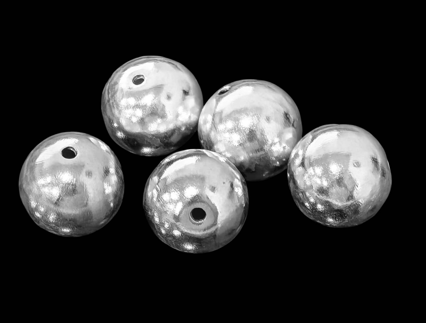 KW-008 Thai karen hill tribe handmade silver 2 small smooth shiny round ball bead 