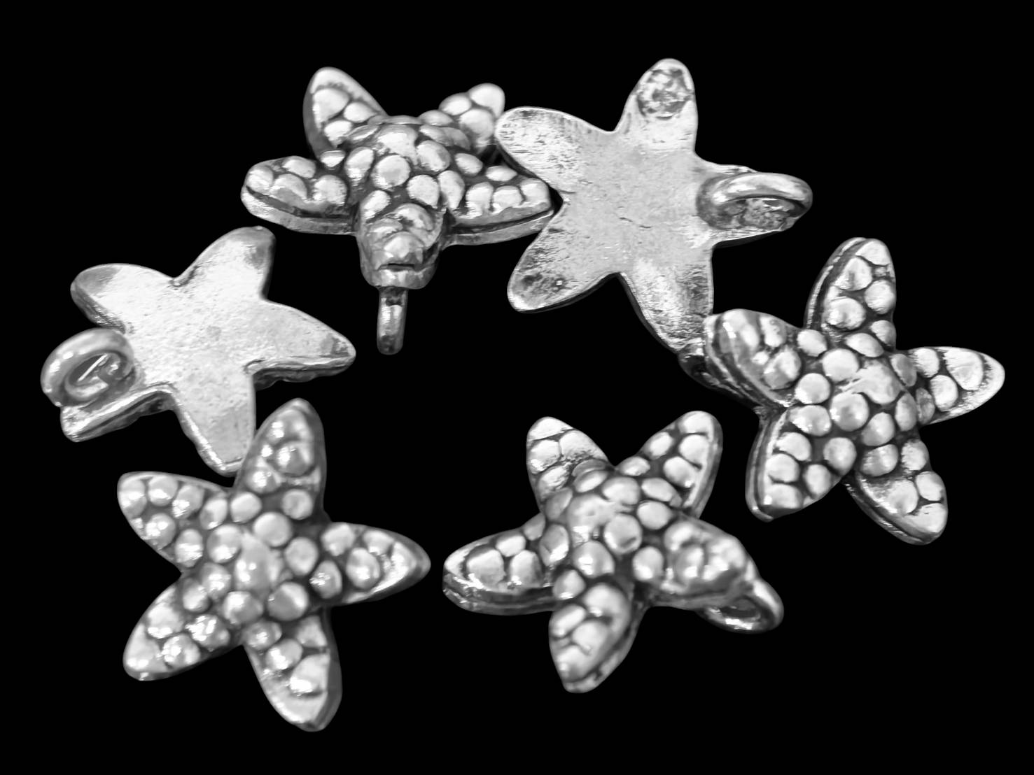 1KH-021 Thai karen hill tribe handmade silver 2 small starfish charm