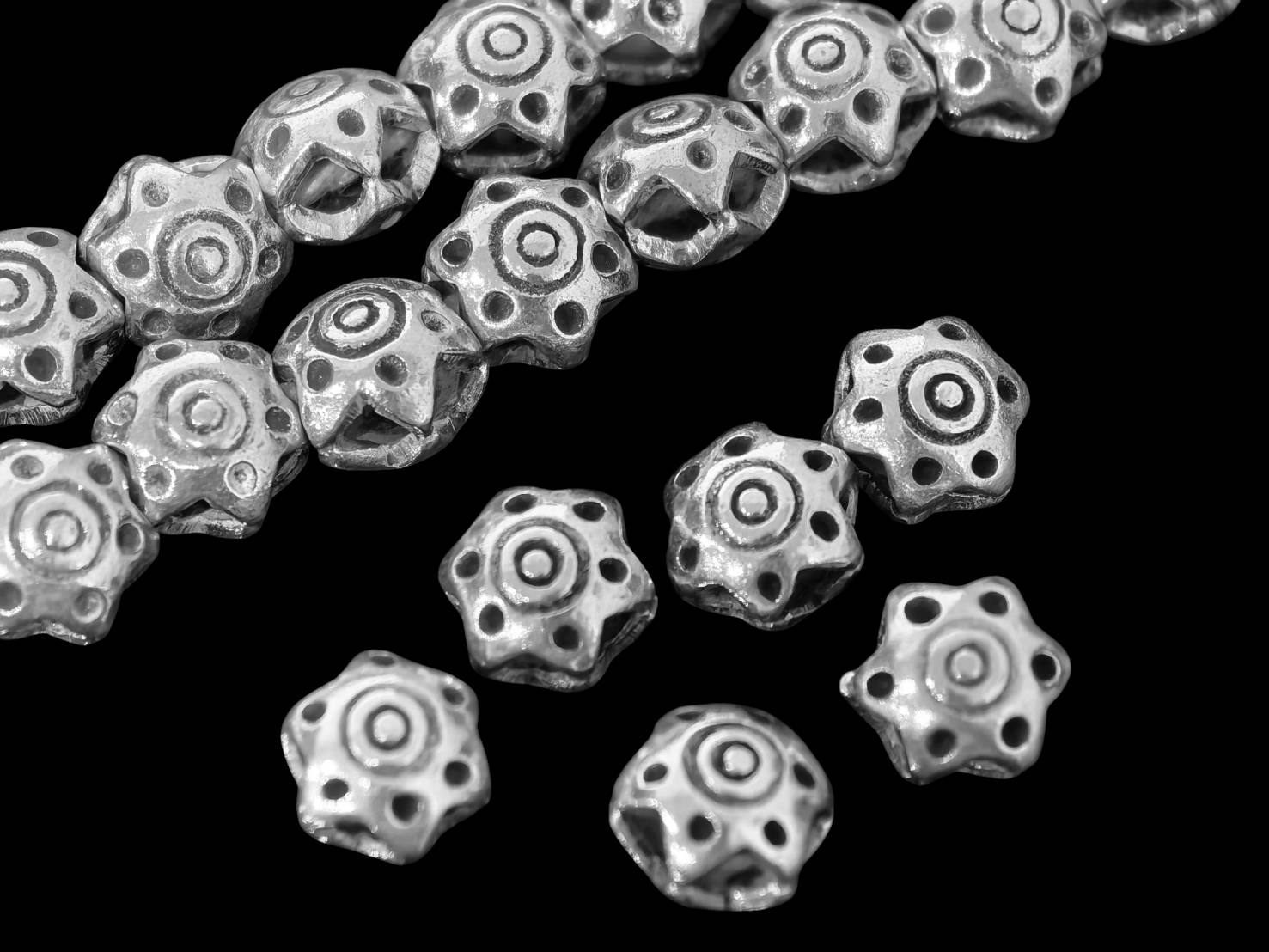 1KH-025 thai karen hill tribe handmade silver 6 fancy bead