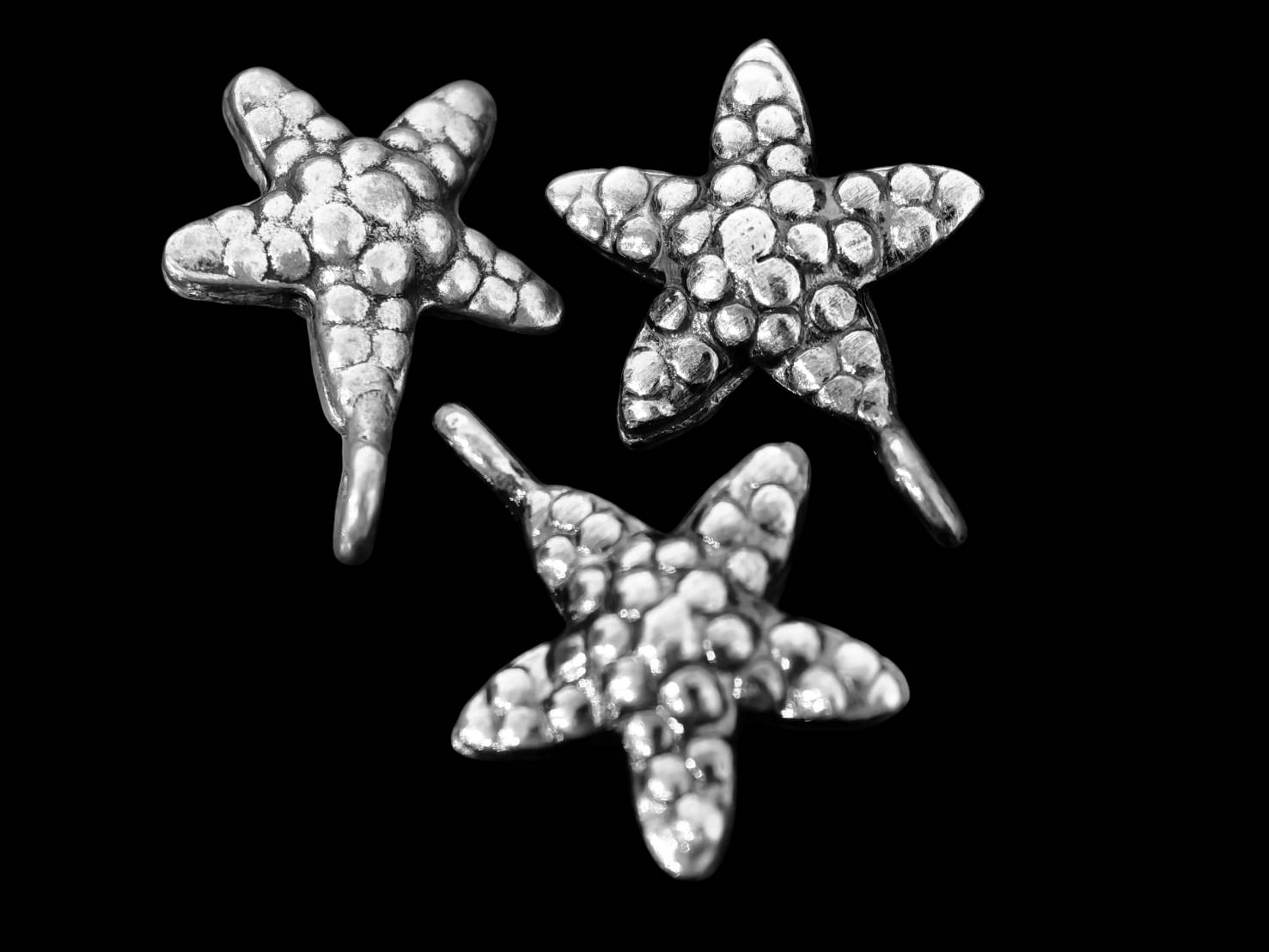 1KH-028 Thai karen hill tribe handmade silver 2 small starfish charm