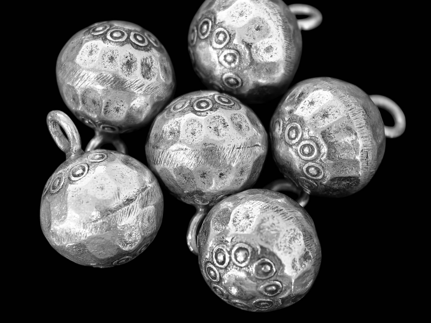 3KH-028 Thai karen hill tribe handmade silver 2 fancy ball charm