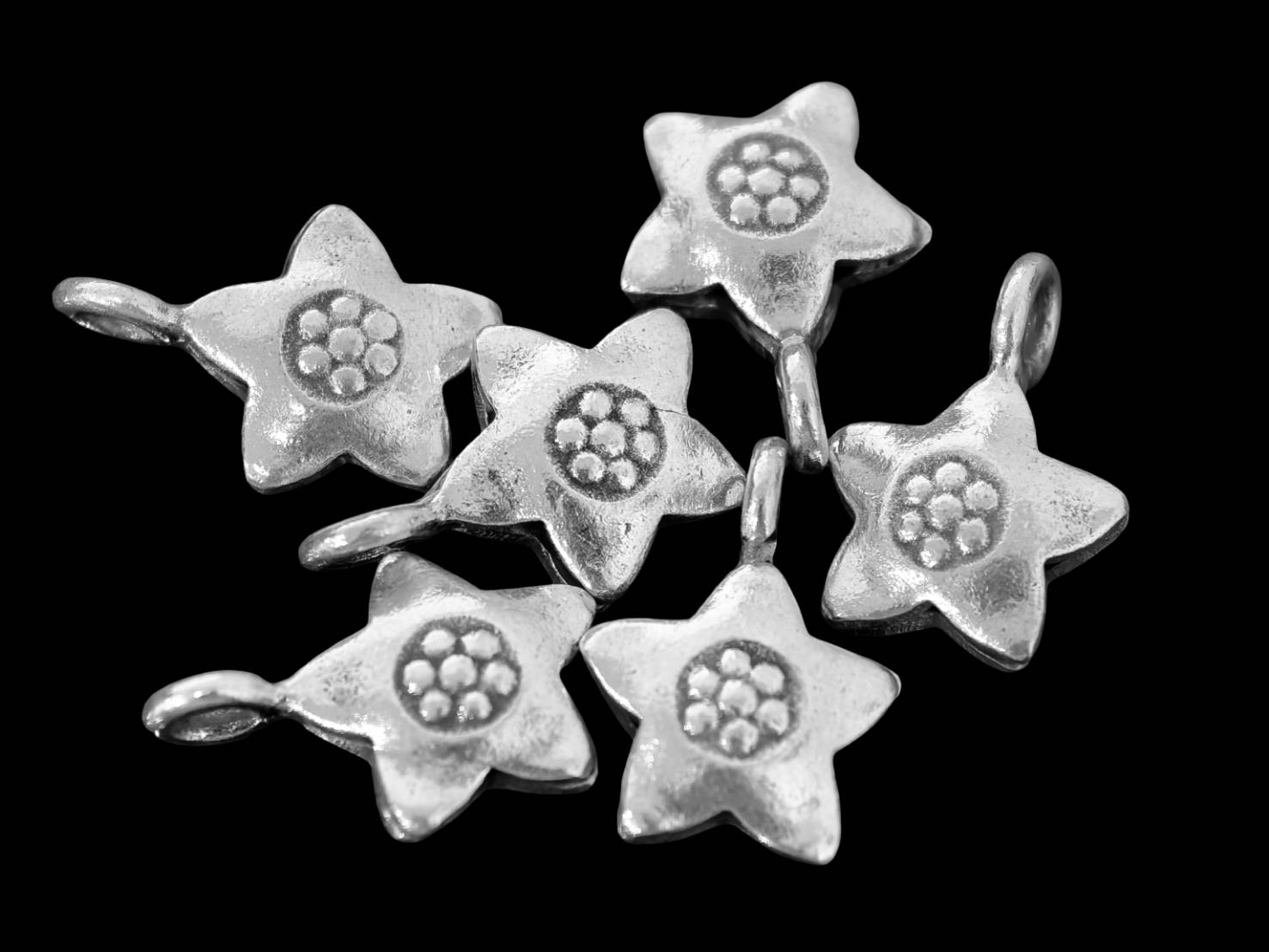5KH-044 thai karen hill tribe handmade silver 4 flower print star charm