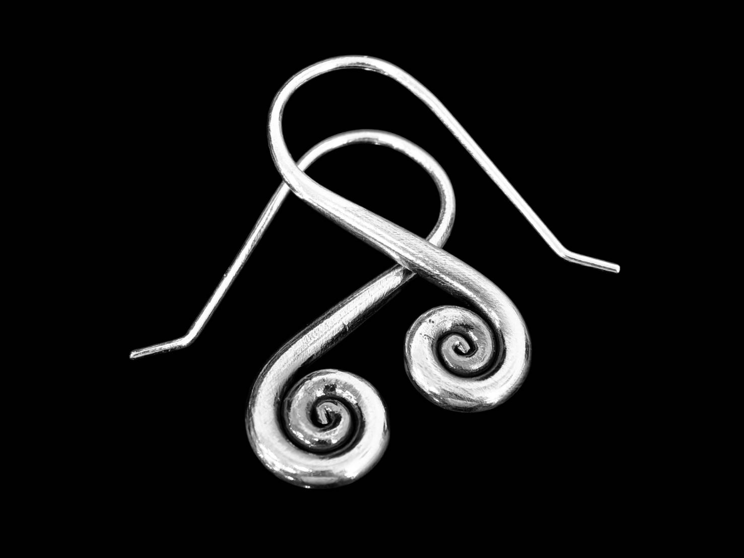 6KH-009 Thai karen hill tribes handmade silver pair spiral earring