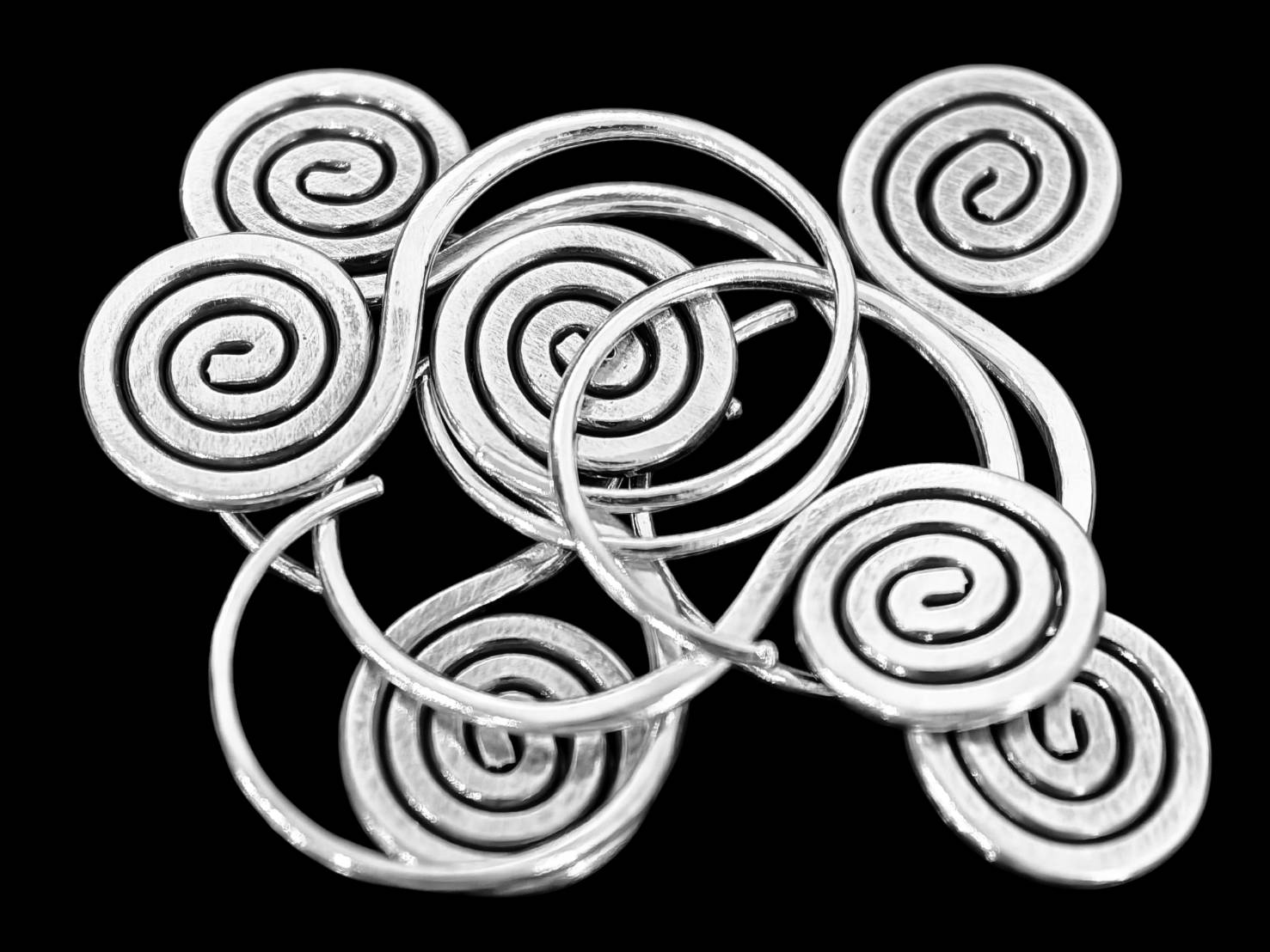 6KH-022 Thai karen hill tribes handmade silver pair swirl wire earring
