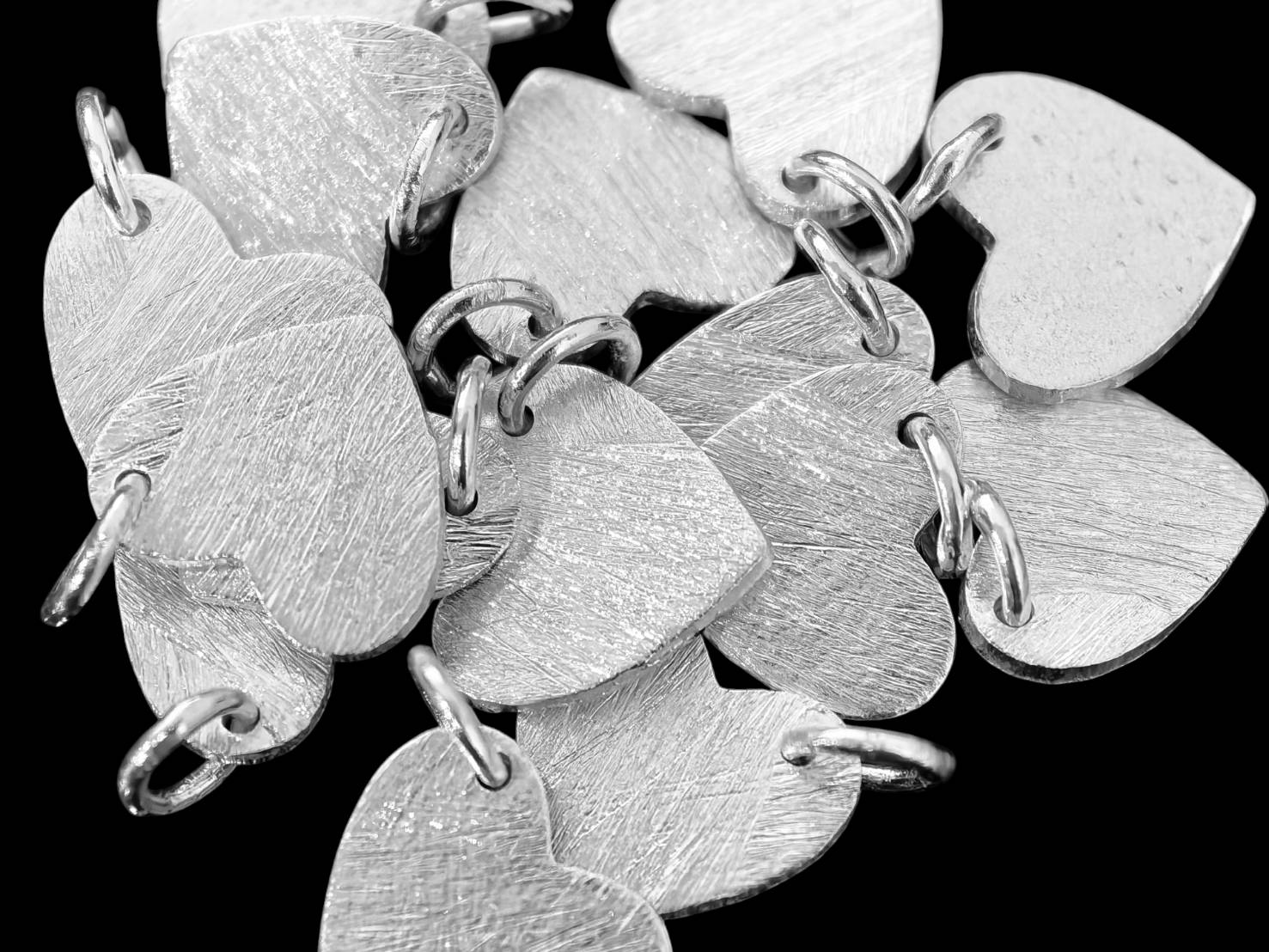 7KH-030 Thai karen hill tribe handmade silver 4 brush heart diecut charm