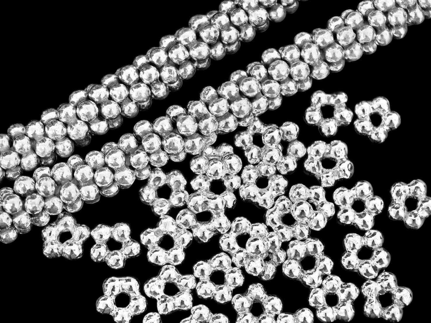 KB-014 Thai karen hill tribe handmade silver 20 flower bead