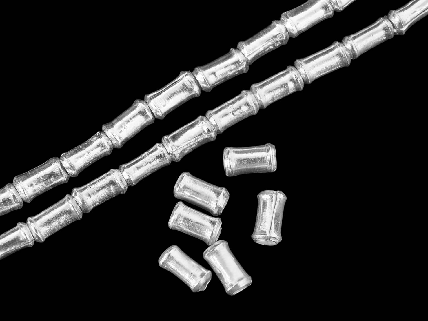 KB-019 Thai karen hill tribe handmade silver 50 small plain bamboo bead