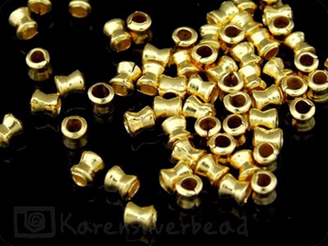 KG-014 24K gold vermeil 20 thai karen hill tribes handmade silver mini hourglass shape bead