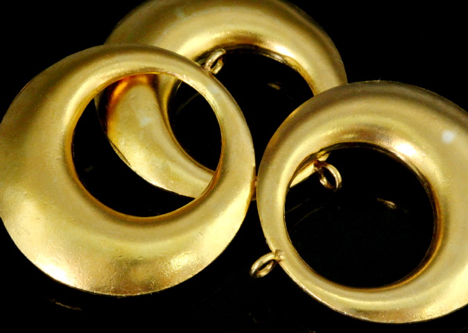 KG-295 Thai karen hill tribe silver 1 gold vermeil smooth puffed crescent charm