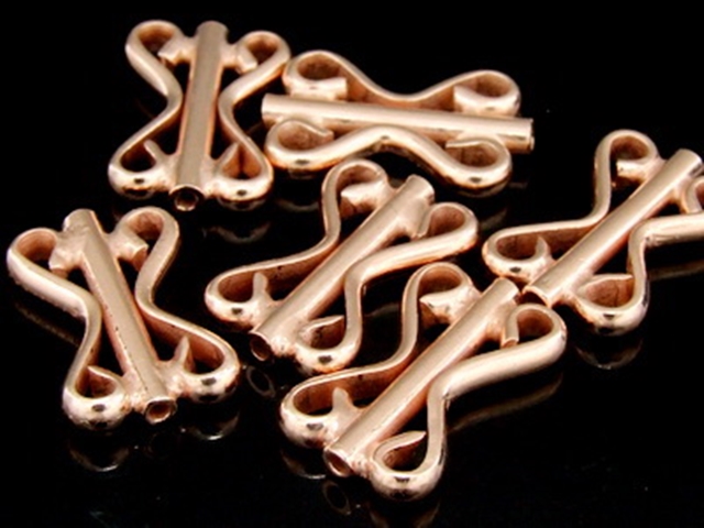 KZ-052 24K rose gold vermeil thai karen hill tribe handmade silver 2 fancy tube bead