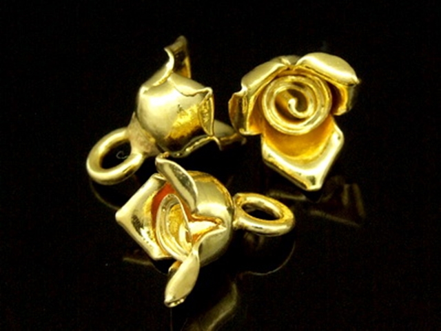 KG-183 24K gold vermeil 2 thai karen hill tribes handmade silver wild rose charm 