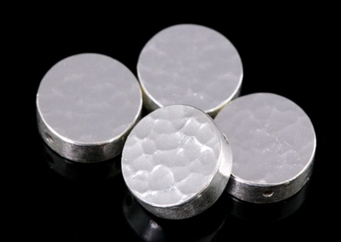 KV-056 Thai karen hill tribe handmade silver 3 hammered cylinder round shaped bead