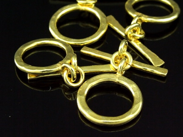 KG-265 24K gold vermeil 2 thai karen hill tribes silver medium hammered round toggles