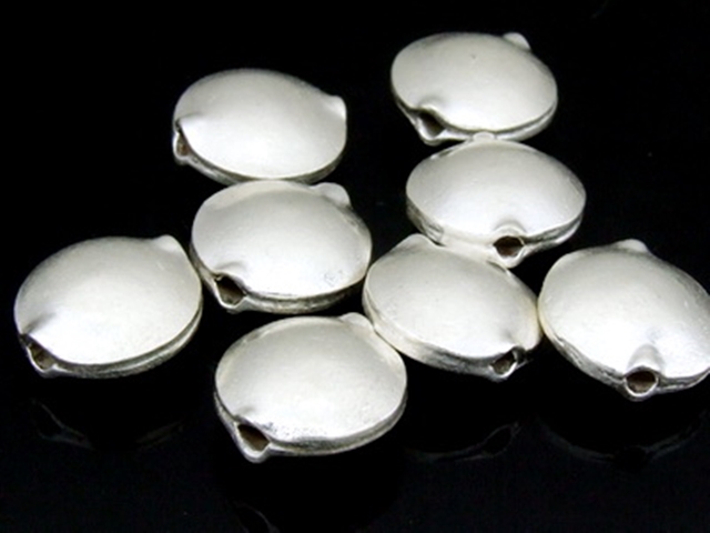 KF-007 Thai karen hill tribe handmade silver 4 small plain puffy  bead