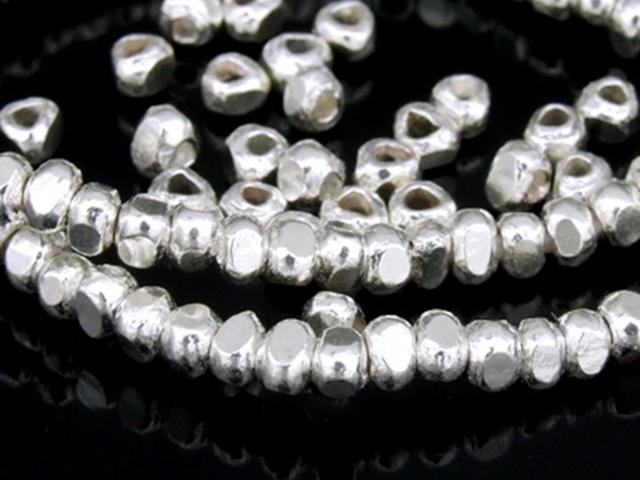 KJ-023 Thai karen hill tribe handmade silver 40 mini facet bead