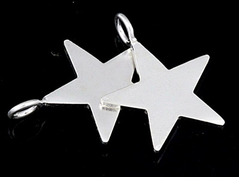 3KH-127 Thai karen hill silver 2 Large die cut star shape charm