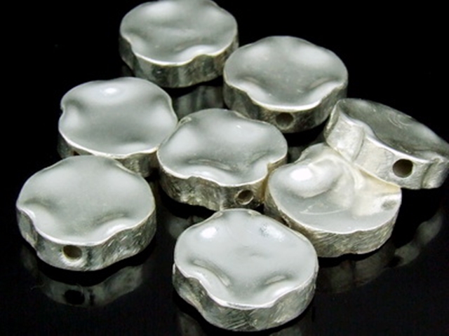 KI-046 Thai karen hill tribe handmade silver 4 rough round shape bead