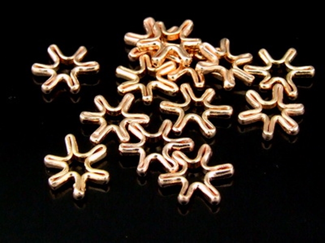 KZ-048 24K rose gold vermeil thai karen hill tribe handmade silver 10 mini snowflake bead