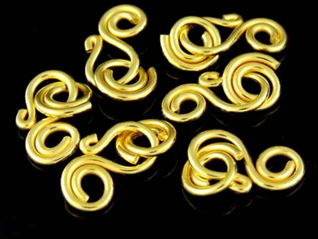 KG-085 24K gold vermeil 6 thai karen hill tribes handmade silver swirl wire clasp 