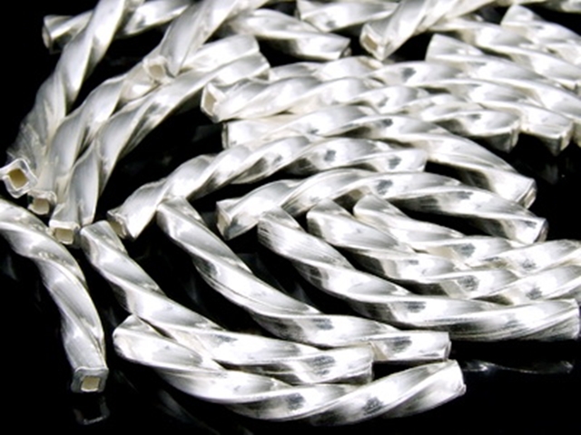 KC-028 Thai karen hill tribe handmade silver 10 swirl square curve tube bead