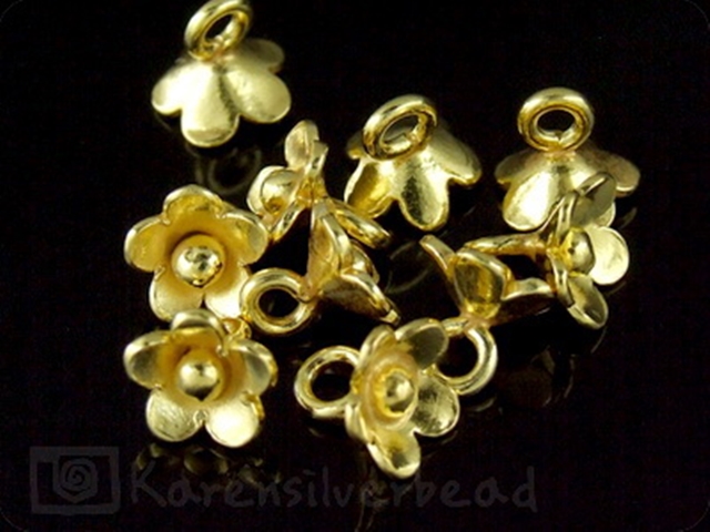 KG-050 24K gold vermeil 5 thai karen hill tribes handmade silver wild flower charm 