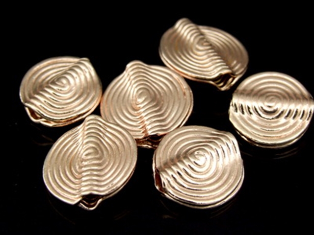 KZ-028 24K rose gold vermeil thai karen hill tribe handmade silver 2 small spiral print round disc bead 