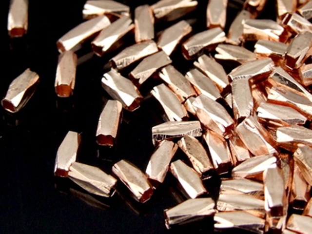 KZ-034 24K rose gold vermeil thai karen hill tribe handmade silver 25 long facet bead