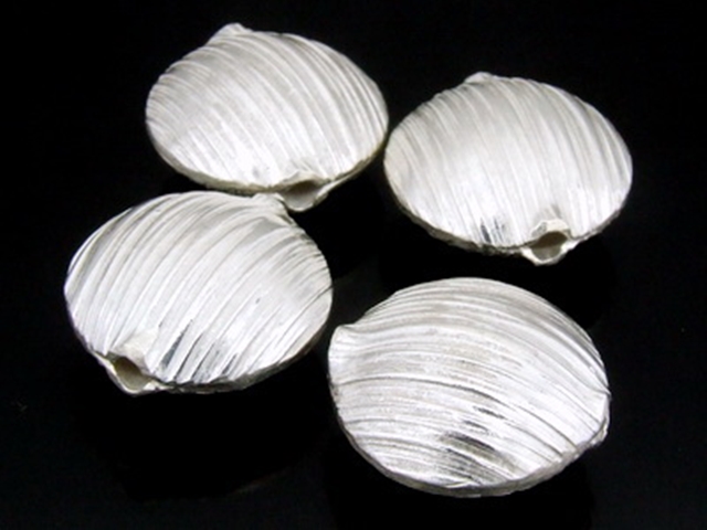 KF-003 Thai karen hill tribe handmade silver 2 scratch round puffy bead