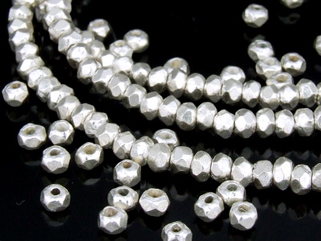 KI-033 Thai karen hill tribe handmade silver 20 small facet bead