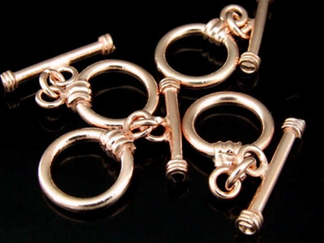 KZ-053 24K rose gold vermeil thai karen hill tribe handmade silver 1 plain round toggle