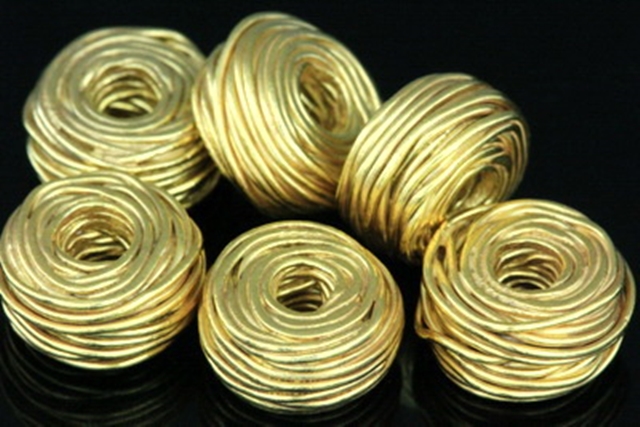 KG-213 24K gold vermeil Karen hill tribe handmade silver 2 wire erap bead