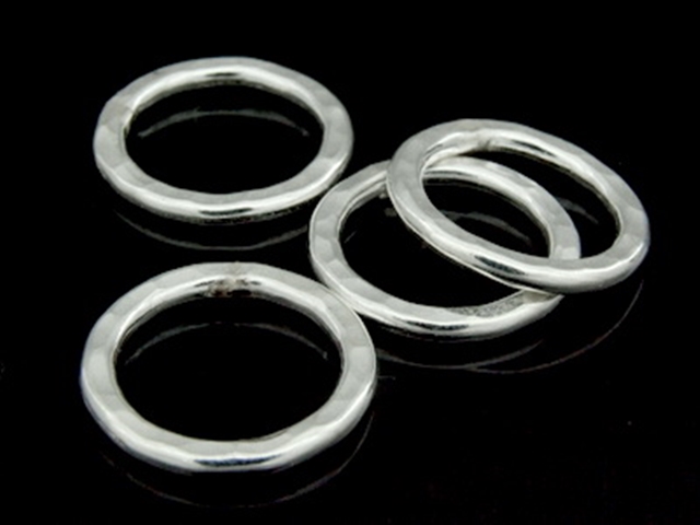 KA-064 Thai karen hill tribe handmade silver 3 hammered round hoop