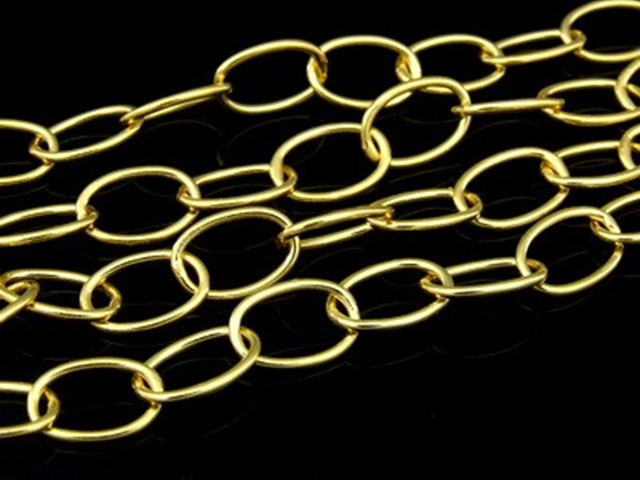 KG-439 24K gold vermeil Karen hill tribe handmade silver 24 Inches oval link chain