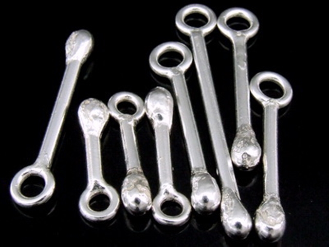 2KH-029 Thai karen hill tribe handmade silver 5 plain match shape charm