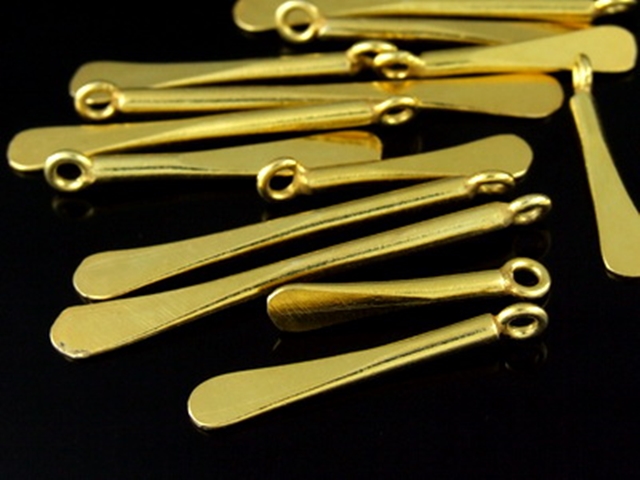 KG-118 24K gold vermeil Karen hill tribe handmade silver 2 lopaddle shape charm 