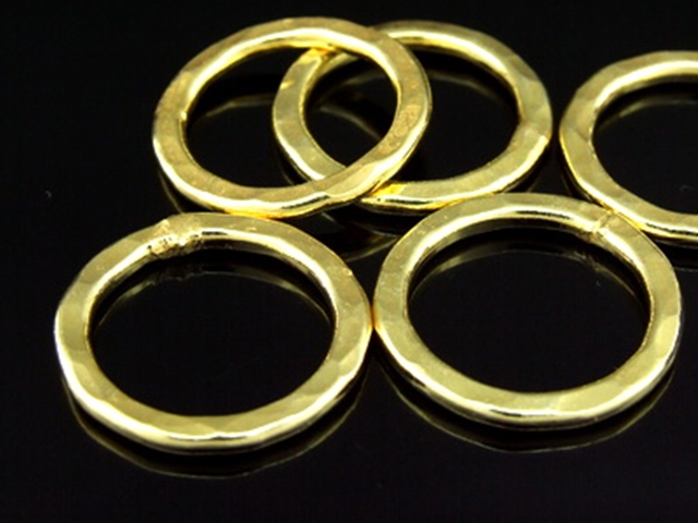 KG-258 24K gold vermeil Karen hill tribe handmade silver 2 hammered round hoop0