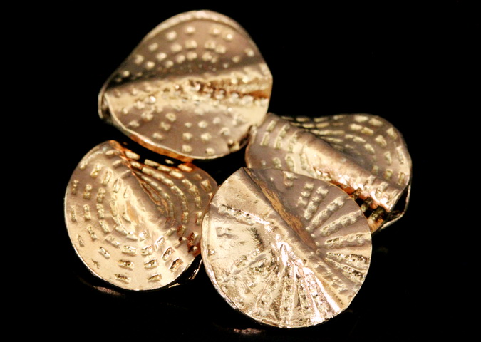 KZ-226 Thai karen hill tribe handmade silver 2 rose gold vermeil hammered round disc bead